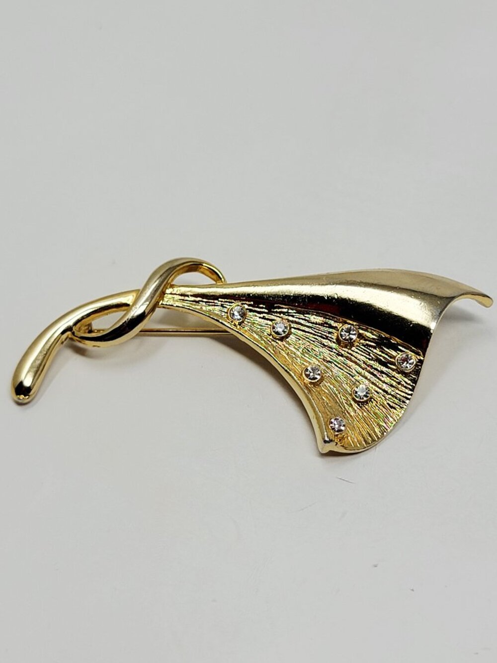 Park Lane Gold Tone Abstract Botanical Rhinestone Brooch Pin